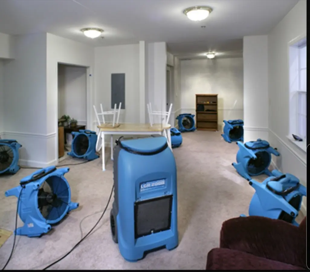 Air movers and dehumidifier setup for Water Damage Restoration in Marana