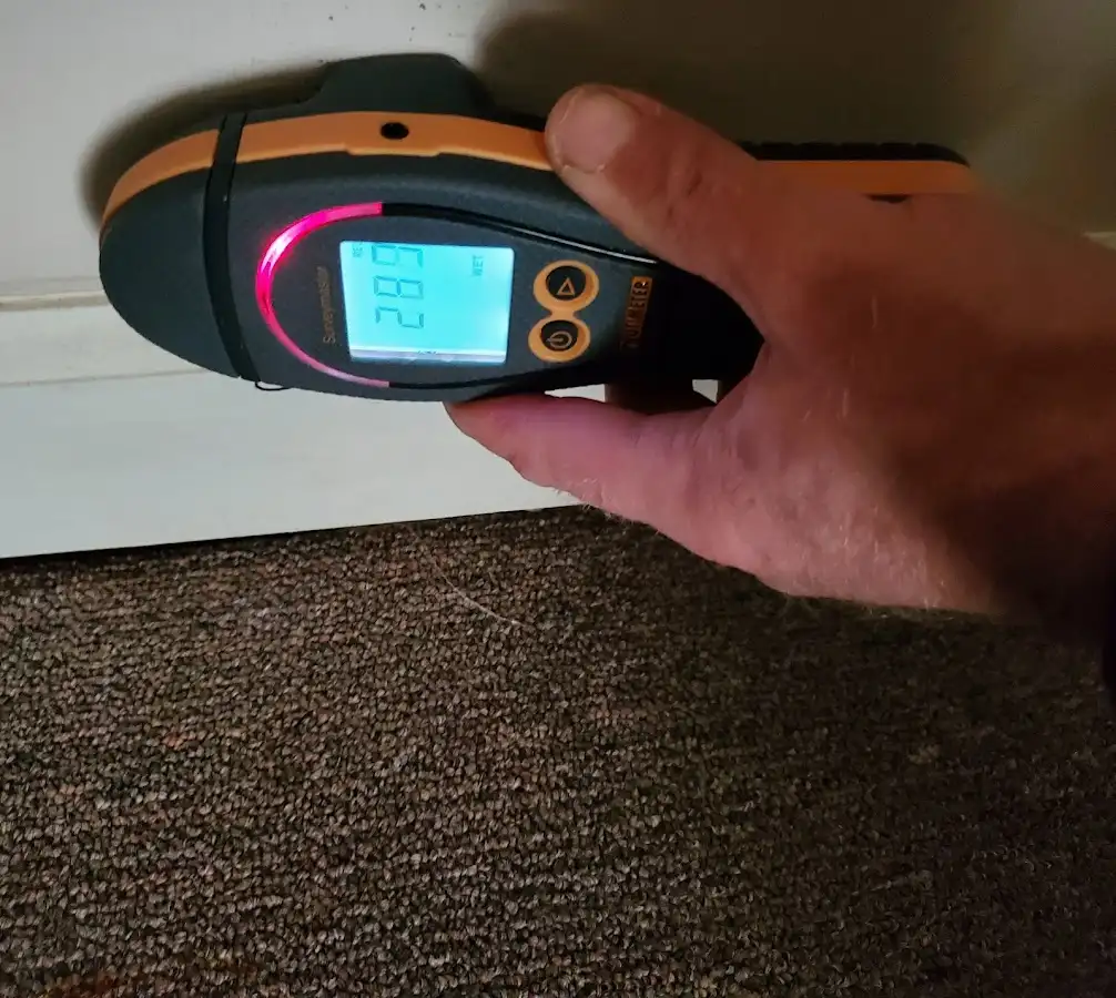 Moisture detection at baseboard during Sewage Cleanup & Sanitation in Marana